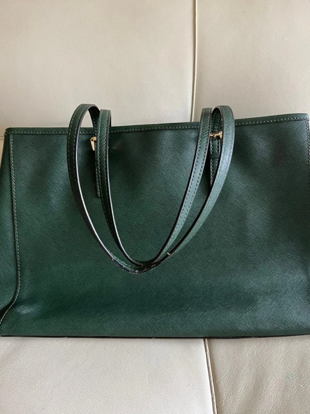 Michael Kors Emerald Green Saffiano Leather Tote with Gold Hardware